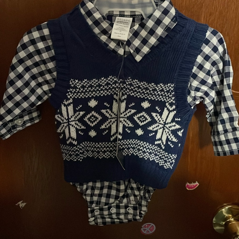 Flannel shirt and sweater set